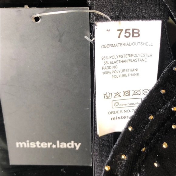 Classy Black Studded Velvet Bra Thong Set - Picture 5 of 9